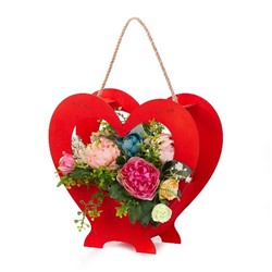 Декоративный ящик для цветов "Сердце с ручкой", Красный 260х105х250 мм