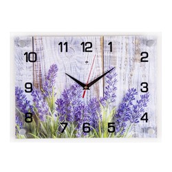 Часы настенные, интерьерные "Фиолетовые цветы", бесшумные, 25 х 35 см