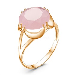 Кольцо из золочёного серебра с пл.кварцем цв.розовый 925 пробы 511-20-03з-121