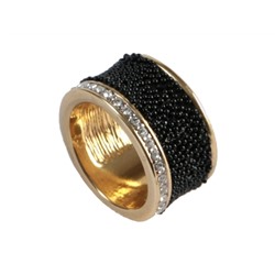 "Феруза" кольцо в золотом покрытии из коллекции "Черная икра" от Jenavi