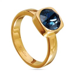 Кольцо (кристаллы SW темно — синие 8мм; покрытие золото)