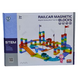 Магнитный автотрек - конструктор Railcar Magnetic Blocks , 154 дет.