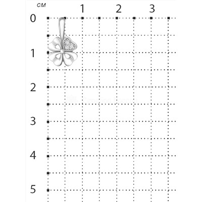 Булавка из серебра с фианитами родированная - Клевер б-732р200