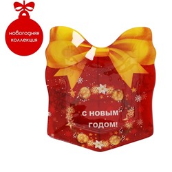 Блюдо стеклянное сервировочное Доляна «Подарок. Счастливого Рождества», 15,5×17,3 см, цвет красный
