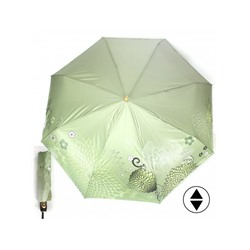 Зонт женский ТриСлона-L 3680 B,  R=60см,  суперавт;  8спиц,  3слож,   набивной "Эпонж",  панорамный,  зеленый 241646