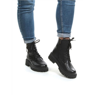 01-5271-1 BLACK Ботинки демисезонные женские (натуральная кожа, байка)