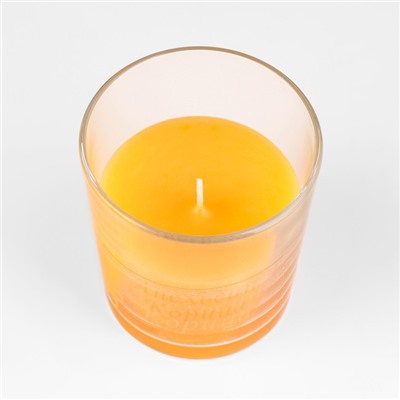 Свеча в стакане ароматическая "Апельсин и корица", 6,5х8 см, оранжевый