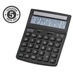 Калькулятор настольный Citizen "ECC-310", 12-разрядный, 107 х 173 х 34мм, питание от солнечной батареи, черный