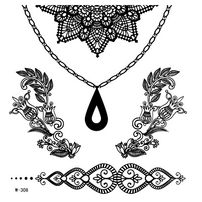 Тату для тела переводные Henna&Lace Tattoo , 008 W-308 черные