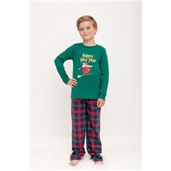 Пижама  для мальчика  К 1600/темно-зеленый,текстильная клетка