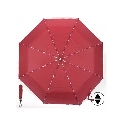 Зонт женский ТриСлона-L 3807 B,  R=58см,  суперавт;  8спиц,  3слож,  полиэстер,  бордо 228778