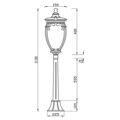 Светильник ландшафтный Outdoor O414FL-01GB1, 1х60Вт, 15х15х113 см, E27, цвет чёрный с золотом