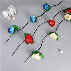 Декор тинги "Пионы бутоны с мелкими цветочками" 150 см, микс