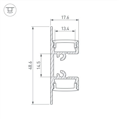 Профиль ARH-WALL-1849-DUAL-2000 ANOD (Arlight, Алюминий)