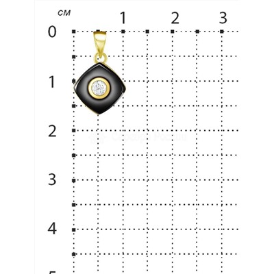 Подвеска из золочёного серебра с керамикой и фианитом 925 пробы TC-P01144-B-L-W-X-X