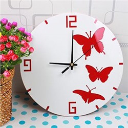 Часы настенные "Красные бабочки с цифрами" белые