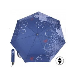Зонт женский ТриСлона-L 3768 К,  R=58см,  суперавт;  7спиц,  3слож,  полиэстер,  синий 228130