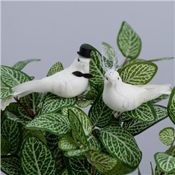 Набор птичек для декора и флористики, на прищепке, пластиковая, белый, 2 шт., 13 х 3 х 3 см