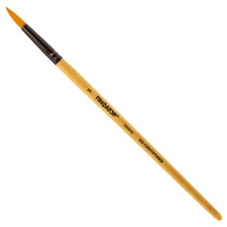Кисть ПИФАГОР, СИНТЕТИКА, круглая,  5, деревянная лакированная ручка, с колпачком, 200845