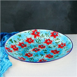 Ляган Риштанская Керамика "Цветы", 41 см, голубой