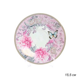 Блюдце 15,5 см Пионы розовые / LY-1545.1 /уп 8/ тонкостенный