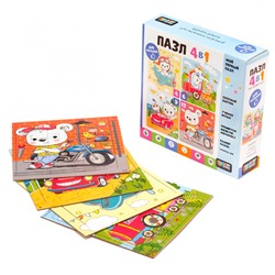 Пазл 4 в 1 4-6-9-12 эл Baby Games. Миша путешественник. 07876 в Самаре