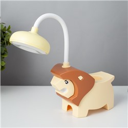 Настольная лампа "Львёнок" LED USB АКБ желто-шоколадный 7,5х13х29 см RISALUX