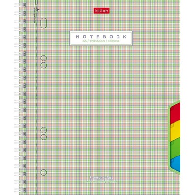 Тетрадь А5 120л "Шотландка" спираль с 3-мя разделителями 120Тр5В1гр_06621 Хатбер