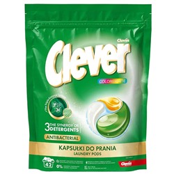 Капсулы Clever COLOR & WHITE CLOVIN гелевые для стирки Antibacterial АНТИБАКТЕРИАЛЬНЫЕ (42 шт х18г) 756г, дойпак, 500075