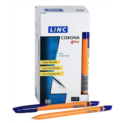 Ручка шариковая "Linc Corona Plus" синяя 0,7мм оранж.корпус 3002N/Y/blue