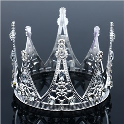 Украшение для торта "Корона с камнями", цвет серебро