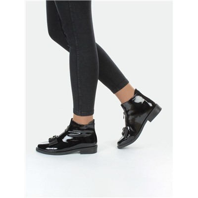 01-CA104-2 BLACK Ботинки женские (натуральная кожа, байка)