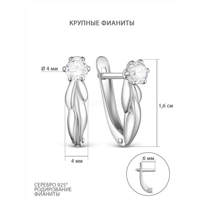 Серьги из серебра с фианитами родированные 925 пробы 11-0103р