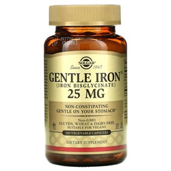 Solgar, Gentle Iron, 25 мг, 180 растительных капсул