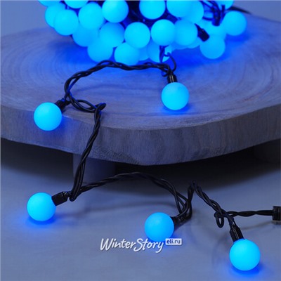 Светодиодная гирлянда Мультишарики 25 мм 70 синих LED ламп 10 м, черный ПВХ, соединяемая, IP44 (Snowhouse)