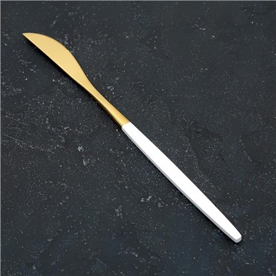 Нож столовый из нержавеющей стали Magistro «Блинк», 22 см, цвет золотой, белая ручка, на подвесе