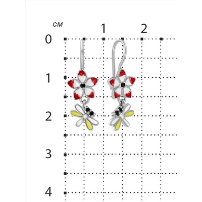 Серьги детские из серебра с эмалью и фианитами - Цветочки 925 пробы 2113073