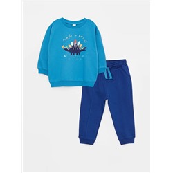 LC Waikiki Толстовка и штаны для маленьких мальчиков с круглым вырезом и длинными рукавами с принтом, комплект из 2 предметов