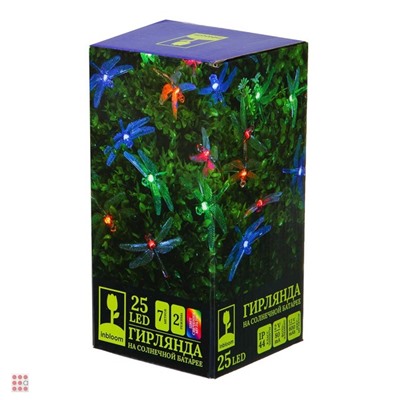 INBLOOM Гирлянда на солн. батарее, 25LED, 7м, 2 реж, стрекоза, 2V80mA, 1.2V600mAh