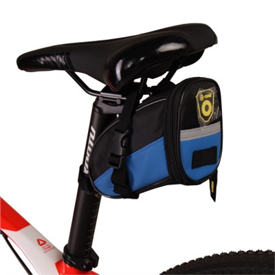 Сумка велосипедная подседельная BICYCLE SOUL, материал оксфорд 1680D, отделение на молнии, застёжка фастекс, синяя, 17х9.5х11.5см.