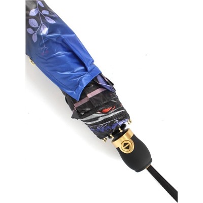 Зонт женский ТриСлона-L 3851C,  R=58см,  суперавт;  8спиц,  3слож,  набивной панорамный "Эпонж",  черный/синий 259936