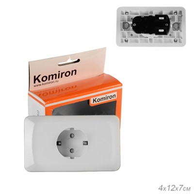 Электророзетка Komiron HGB-08/1/уп.100/ WHITE Акция