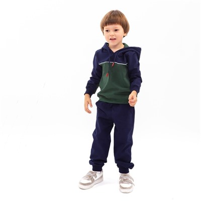 Костюм детский (толстовка, брюки), цвет тёмно-синий/зелёный МИКС, рост 92 см (2)