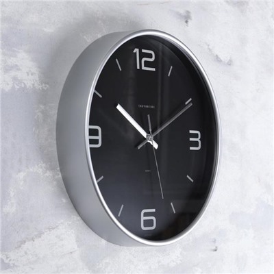 Часы настенные, серия: Интерьер, "Эдит", d-30.5 см, серебро