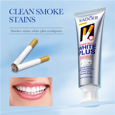 Отбеливающая зубная паста для курильщиков SADOER Smokes Stains White Plus Toothpaste, 100 гр