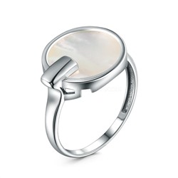 Кольцо из серебра с перламутром родированное