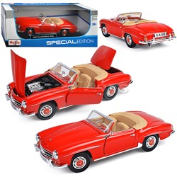 Машинка die-cast 1955 Mercedes-Benz 190SL, 1:18,  красная, открывающиеся двери