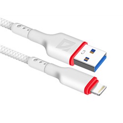 DEFENDER USB кабель F156 Lightning, white, 1м, 2.4А, PVC, пакет