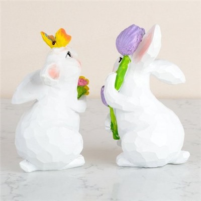 Фигурка Кролик с цветами 3D / DY9001 /уп 120/Пасха (B)