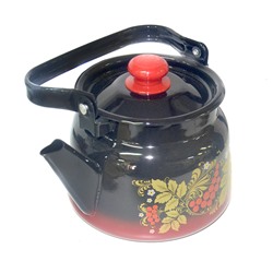 Чайник для плиты 2,3 л эмаль С2714.38 декор красно-чёрный с пл. кнопкой